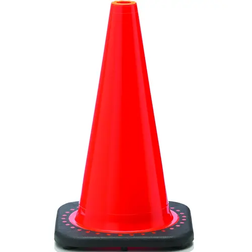 Revolution RS Traffic Safety Cone, 18 in H Cone, PVC Cone, Fluorescent Orange Cone