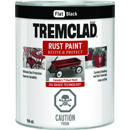 TREMCLAD Rust Paint, Flat, Black, 946 mL, Can - pack of 4 TREMCLAD Rust Paint, Flat, Black, 946 mL, Can - pack of 4