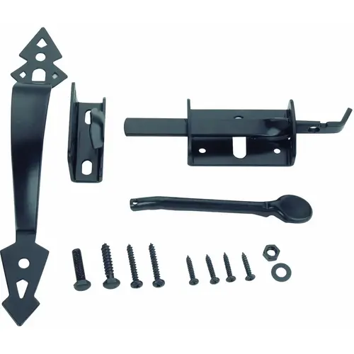 Thumb Latch, 5/8 in Bolt Head, 7-3/4 in L Bolt, Steel, Powder-Coated Black Thumb Latch, 5/8 in Bolt Head, 7-3/4 in L Bolt, Steel, Powder-Coated Black