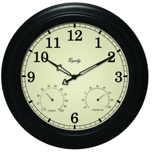 Clock, Round, Brown Frame, Plastic Clock Face, Analog Clock, Round, Brown Frame, Plastic Clock Face, Analog