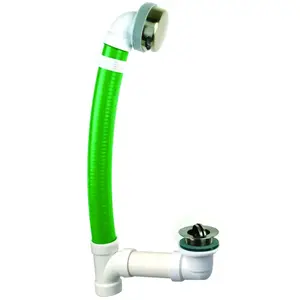 MAAX 10025755-084 Plastic Waste & Bath Drain with Flexible Hose and Polished Chrome Trim