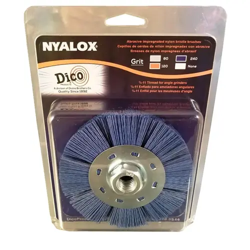 Wheel Brush, 4-1/2 in Dia, 5/8-11 Arbor/Shank, Nyalox Bristle Blue