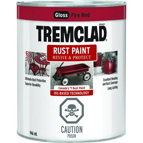 TREMCLAD Rust Paint, Gloss, Fire Red, 946 mL, Can - pack of 2 TREMCLAD Rust Paint, Gloss, Fire Red, 946 mL, Can - pack of 2