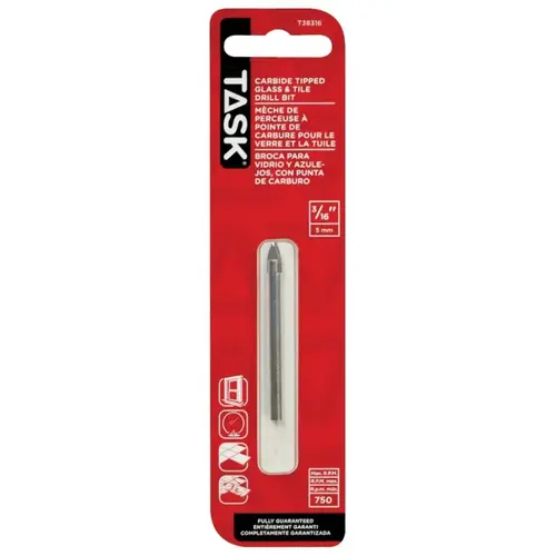 Drill Bit, 3/16 in Dia, 2-1/4 in OAL