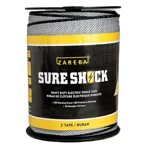 Sure Shock Polytape, 500 ft L, 2 in W, 14-Strand, Aluminum Conductor, Fiberglass