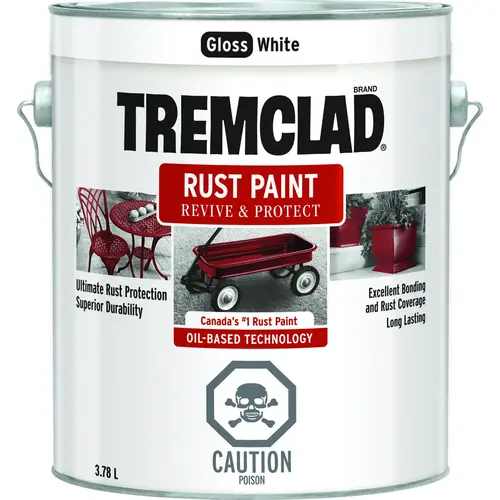 TREMCLAD Rust Paint, Gloss, White, 3.78 L, Can - pack of 2 TREMCLAD Rust Paint, Gloss, White, 3.78 L, Can - pack of 2