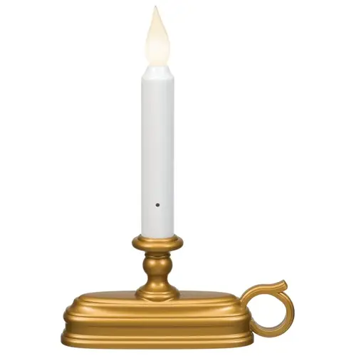 Candle, C Alkaline Battery, LED Bulb, Antique Brass Holder