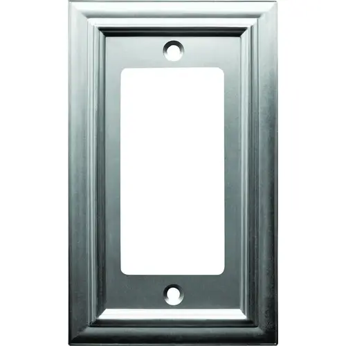 Wallplate, 4-15/16 in L, 2-15/16 in W, 1 -Gang, Cast Metal, Satin Nickel Wallplate, 4-15/16 in L, 2-15/16 in W, 1 -Gang, Cast Metal, Satin Nickel