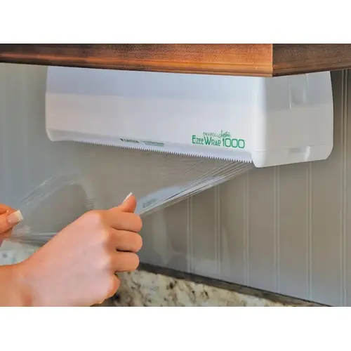 Dispenser, 1000 ft Max Roll L, Plastic, White Dispenser, 1000 ft Max Roll L, Plastic, White