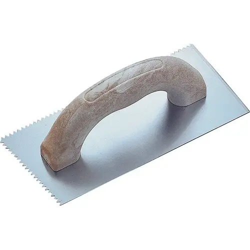 Vulcan V-Notched Trowel, 3/16 in x 5/32 in, High-Carbon Steel Blade, Poly Foam Ergonomic Handle Metallic