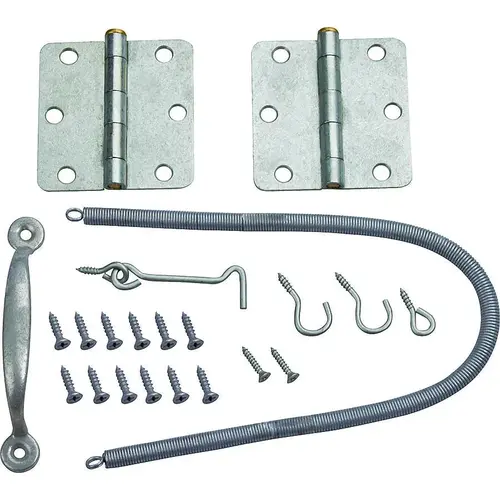 Hinge Set, Galvanized Steel, Sliver, Galvanizes, 22-Piece, For: Wood Screen Doors Hinge Set, Galvanized Steel, Sliver, Galvanizes, 22-Piece, For: Wood Screen Doors