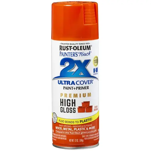 PAINTER'S TOUCh Spray Paint, High-Gloss, Fiery Orange, 12 oz, Aerosol Can PAINTER'S TOUCh Spray Paint, High-Gloss, Fiery Orange, 12 oz, Aerosol Can
