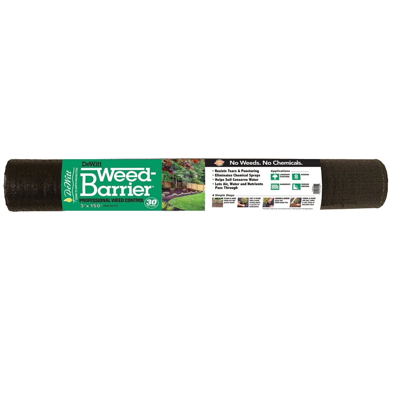 DeWitt DWB303150 DeWitt Weed Control, 150 ft L, 3 ft W, Polypropylene, Black