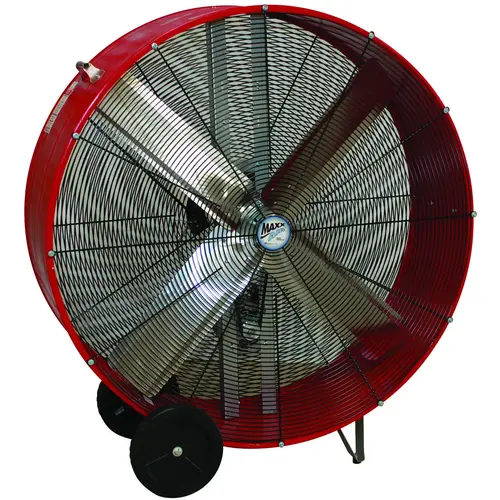 Portable Drum Fan, 120 V, 2-Speed, 10,100 to 18,000 cfm Air, Black/Red