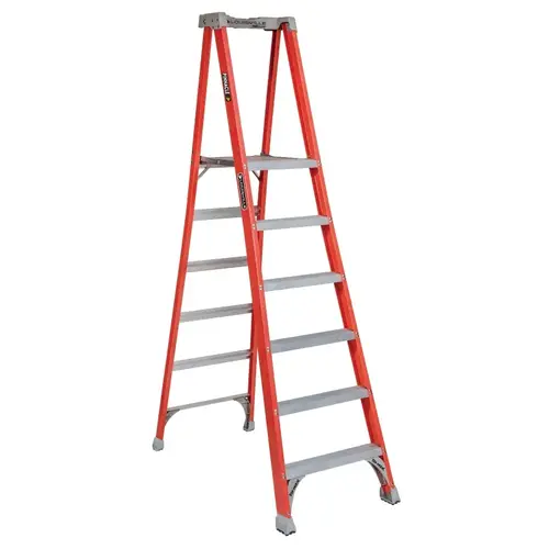 FXP1700 Series Pinnacle Pro Platform Step Ladder, 45 in Max Standing H, 300 lb, Type IA Duty Rating Gray/Orange