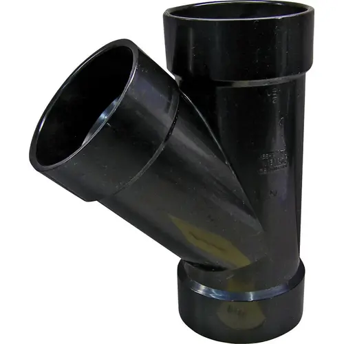 Pipe Wye, 1-1/2 in, Hub, ABS, Black Pipe Wye, 1-1/2 in, Hub, ABS, Black