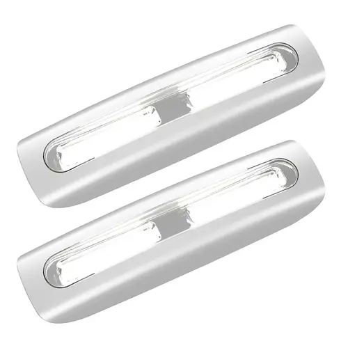 Bar Light, 120 V, AAA Battery, LED Lamp, 160 Lumens, 6000 K Color Temp Silver - pack of 2