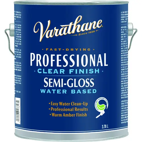 Wood Finish, Semi-Gloss, Clear, Liquid, 3.78 L