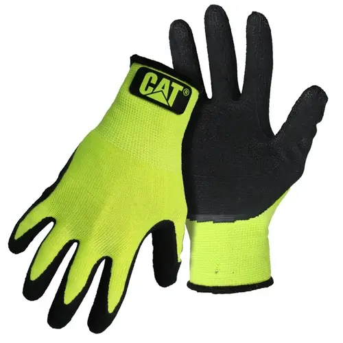 017418M High-Visibility Coated Gloves, M, Knit Wrist Cuff, Latex Coating, Polyester Glove, Green Pair 017418M High-Visibility Coated Gloves, M, Knit Wrist Cuff, Latex Coating, Polyester Glove, Green Pair