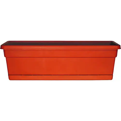 Window Box Planter, 29-3/4 in W, 8 in D, Plastic, Terracotta Window Box Planter, 29-3/4 in W, 8 in D, Plastic, Terracotta