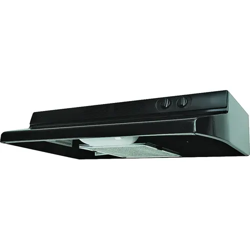 Quiet Zone QZ Series Range Hood, 200 cfm, 30 in W, 12 in D, 6 in H, Steel, Black