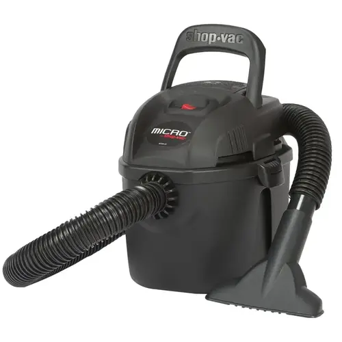 Wet/Dry Vacuum, 1 gal Vacuum, 50 cfm Air, Disposable Filter, 1 hp, 120 VAC, Black Housing Wet/Dry Vacuum, 1 gal Vacuum, 50 cfm Air, Disposable Filter, 1 hp, 120 VAC, Black Housing