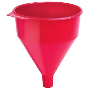 Lubrimatic 75-072 Funnel, 6 qt Capacity, Plastic, Red, 11 in H