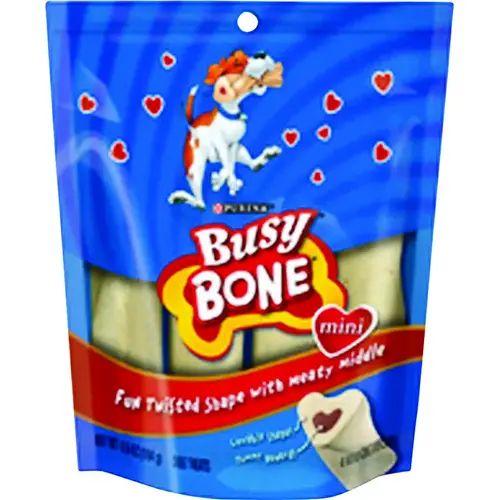 Busy Bone Toy Dog Meat Flavor Dental Dog Treat - pack of 4