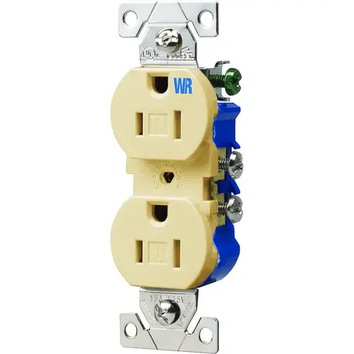 Duplex Receptacle, 2 -Pole, 15 A, 125 V, Push-in, Side Wiring, NEMA: 5-15R, Ivory Duplex Receptacle, 2 -Pole, 15 A, 125 V, Push-in, Side Wiring, NEMA: 5-15R, Ivory