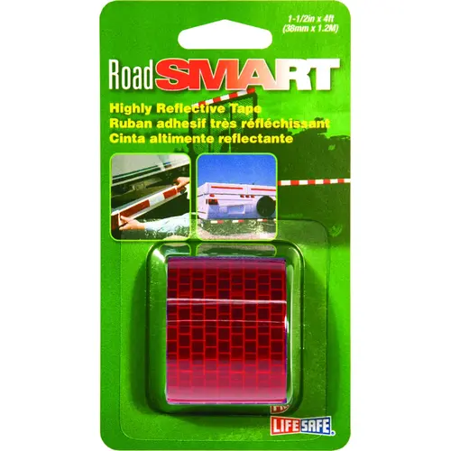 Reflective Tape, 4 ft L, 1-1/2 in W, Red