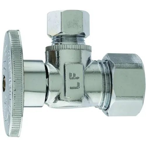 Shut-Off Valve, 5/8 x 3/8 in Connection, Compression, Brass Body Chrome Shut-Off Valve, 5/8 x 3/8 in Connection, Compression, Brass Body Chrome