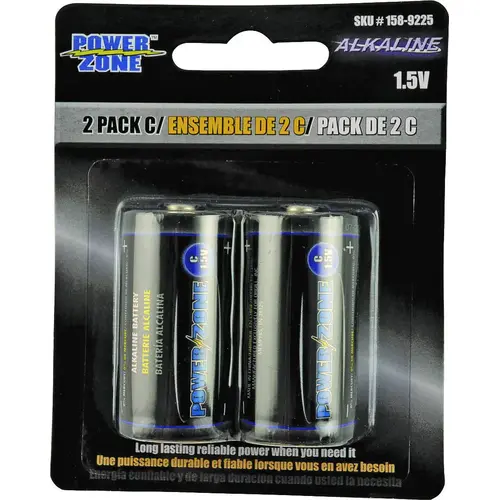 Battery, 1.5 V Battery, C Battery, Alkaline, Manganese Dioxide, Potassium Hydroxide and Zinc - pack of 2 Battery, 1.5 V Battery, C Battery, Alkaline, Manganese Dioxide, Potassium Hydroxide and Zinc - pack of 2