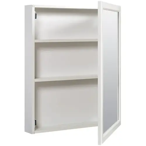 Medicine Cabinet, 20 in OAW, 4 in OAD, 25 in OAH, Wood, White, 2-Shelf