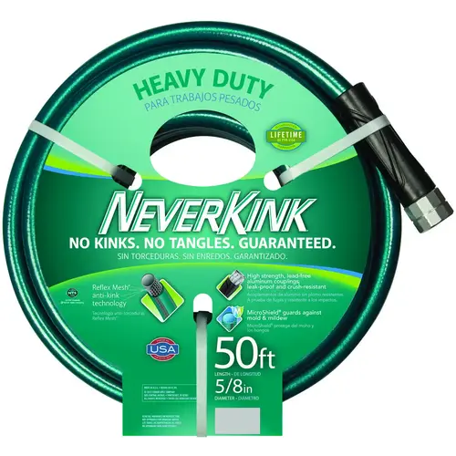 Garden Hose, 50 ft L, Vinyl, Green