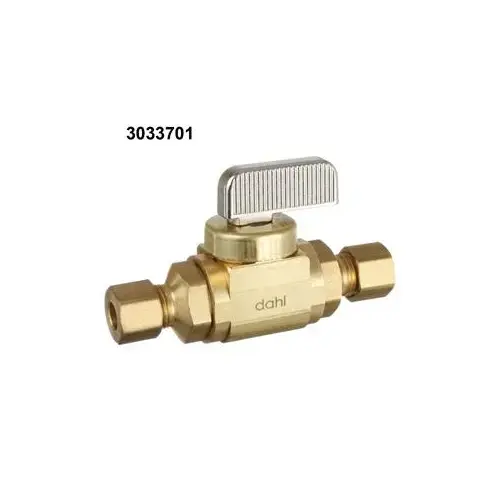 mini-ball Straight In-Line Stop and Isolation Valve, 1/4 in Connection, Compression, 250 psi Pressure