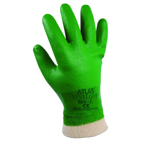 Ultra-Flexible Coated Gloves, L, Knit Wrist Cuff, PVC Glove, Green Pair Ultra-Flexible Coated Gloves, L, Knit Wrist Cuff, PVC Glove, Green Pair