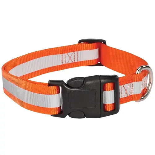 Reflective Dog Collar, Buckle Link, 18 to 26 in L Collar, 1 in W Collar, Nylon, Orange Reflective Dog Collar, Buckle Link, 18 to 26 in L Collar, 1 in W Collar, Nylon, Orange
