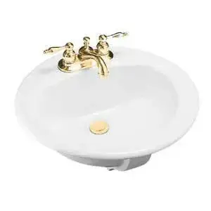 Foremost 130013-4W Bathroom Sink, Round Basin, 4 in Faucet Centers, 3-Deck Hole, 19 in OAW, Vitreous China, White