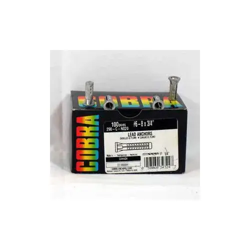 Anchor, #10-12-14 Dia, 1-1/2 in L, 144 lb, Lead - pack of 100