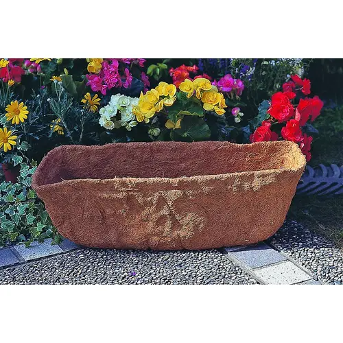 Planter Liner, 24 in W, 9 in H, Rectangular, Natural Coconut, Brown