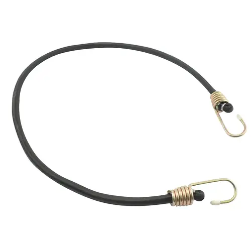 Bungee Cord, 10 mm Dia, 48 in L, Black, Hook End