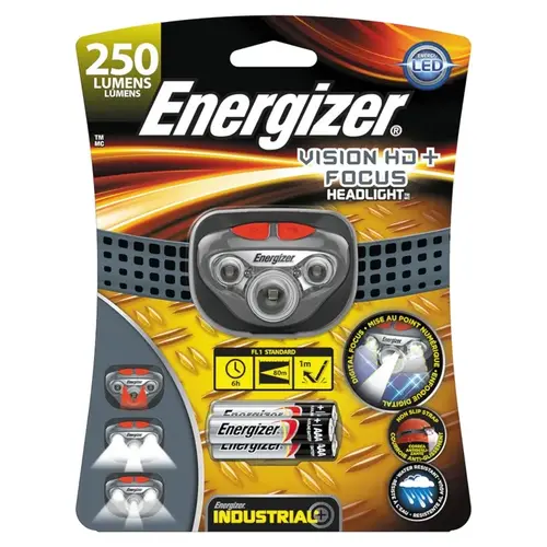 Headlight, AAA Battery, Alkaline Battery, LED Lamp, 315 Lumens, 85 m Beam Distance, 6 hr Run Time Gray Headlight, AAA Battery, Alkaline Battery, LED Lamp, 315 Lumens, 85 m Beam Distance, 6 hr Run Time Gray