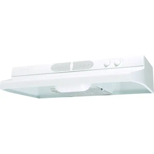 Quiet Zone QZ Series Range Hood, 200 cfm, 30 in W, 12 in D, 6 in H, Steel, White