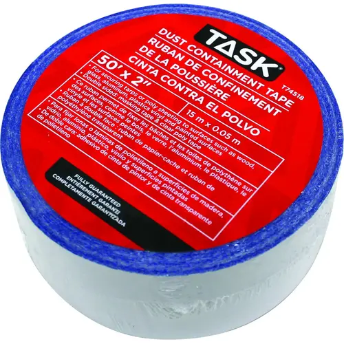 QSR Dust Containment Tape, Double-Sided, 50 ft L, 2 in W, Poly, Clear