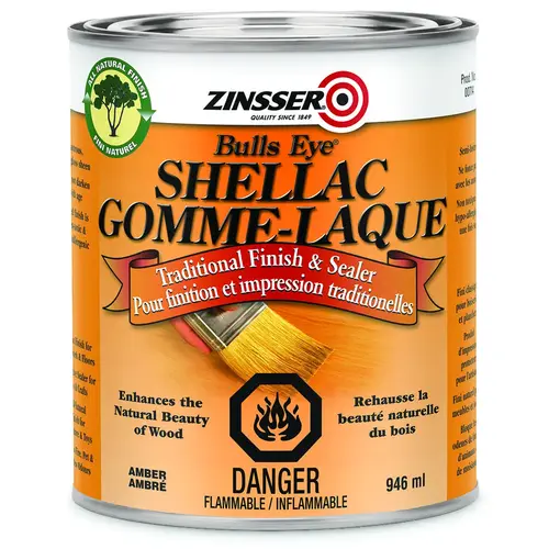 Bulls Eye Shellac, Amber, Liquid, 946 mL, Can Bulls Eye Shellac, Amber, Liquid, 946 mL, Can