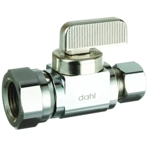mini-ball Stop Valve, 3/8 in Connection, FIP x Compression, 250 psi Pressure, Manual Actuator Chrome mini-ball Stop Valve, 3/8 in Connection, FIP x Compression, 250 psi Pressure, Manual Actuator Chrome