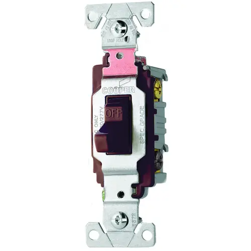 Toggle Switch, 20 A, 120/277 V, 3 -Position, Screw Terminal, Nylon Housing Material Brown Toggle Switch, 20 A, 120/277 V, 3 -Position, Screw Terminal, Nylon Housing Material Brown