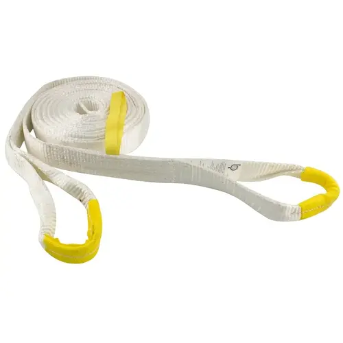 Recovery Strap, 27,000 lb, 3 in W, 20 ft L, Loop End, Nylon/Polyester, White