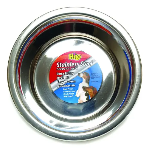 Pet Feeding Dish, M, 2 qt Volume, Stainless Steel