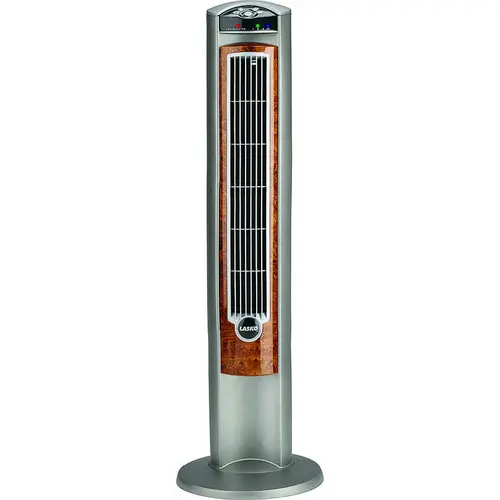 Wind Curve Tower Fan with Remote Control, 120 V, Plastic Housing Material, Gray/Woodgrain